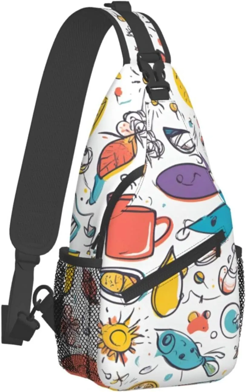 Cute Rabbits Shoulder Bag Crossbody Backpack Chest Bag Lightweight Sling Daypackstravel Hiking Cycling For Men Women