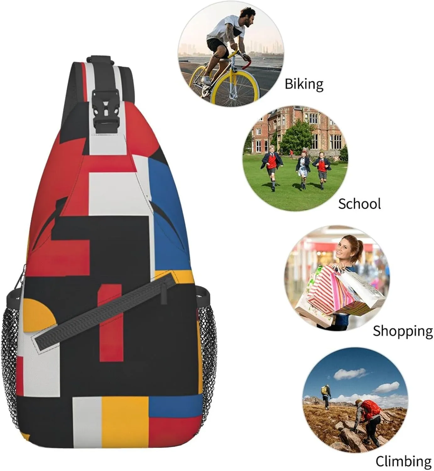 Cute Rabbits Shoulder Bag Crossbody Backpack Chest Bag Lightweight Sling Daypackstravel Hiking Cycling For Men Women