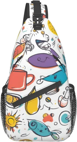 Cute Rabbits Shoulder Bag Crossbody Backpack Chest Bag Lightweight Sling Daypackstravel Hiking Cycling For Men Women