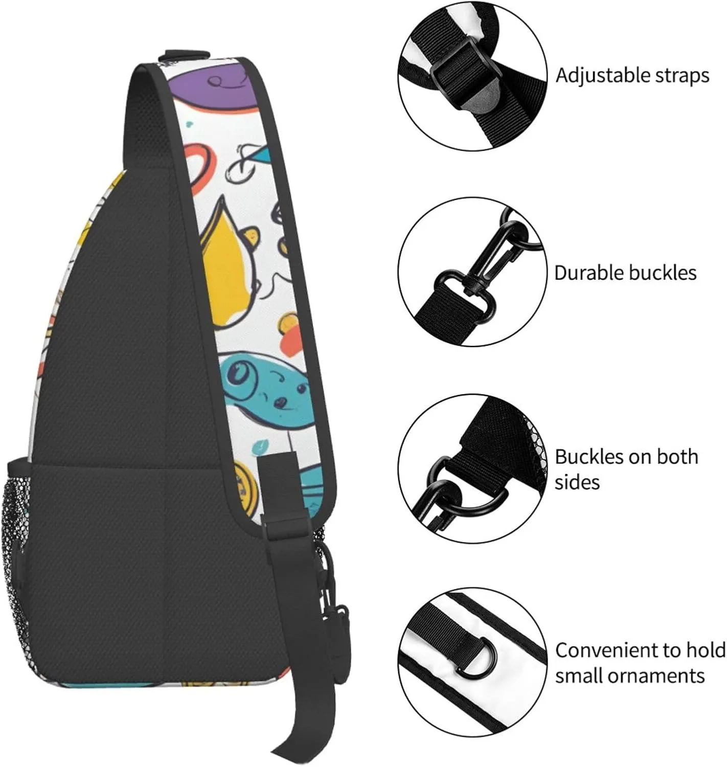 Cute Rabbits Shoulder Bag Crossbody Backpack Chest Bag Lightweight Sling Daypackstravel Hiking Cycling For Men Women