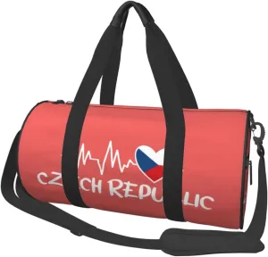 Czech Republic Heartbeat Duffel Bag Gym Bag Travel Sports Tote Large Foldable Beach Swim Yoga3