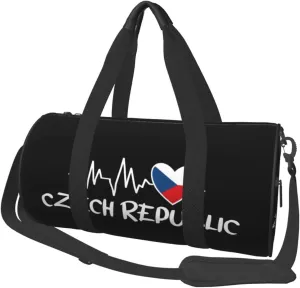 Czech Republic Heartbeat Duffel Bag Gym Bag Travel Sports Tote Large Foldable Beach Swim Yoga4