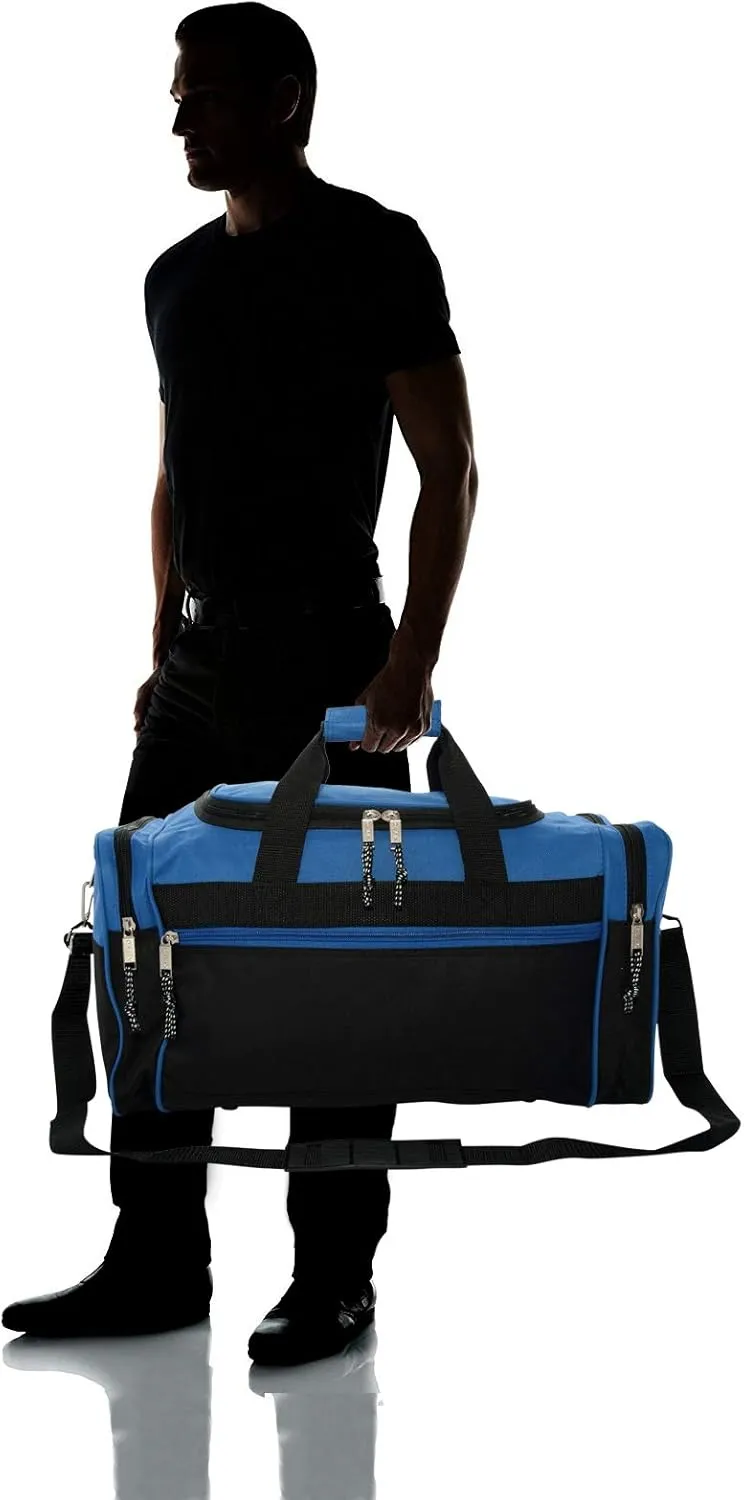 DALIX 21" Blank Sports Duffle Bag Gym Bag Travel Duffel with Adjustable Strap in Royal Blue