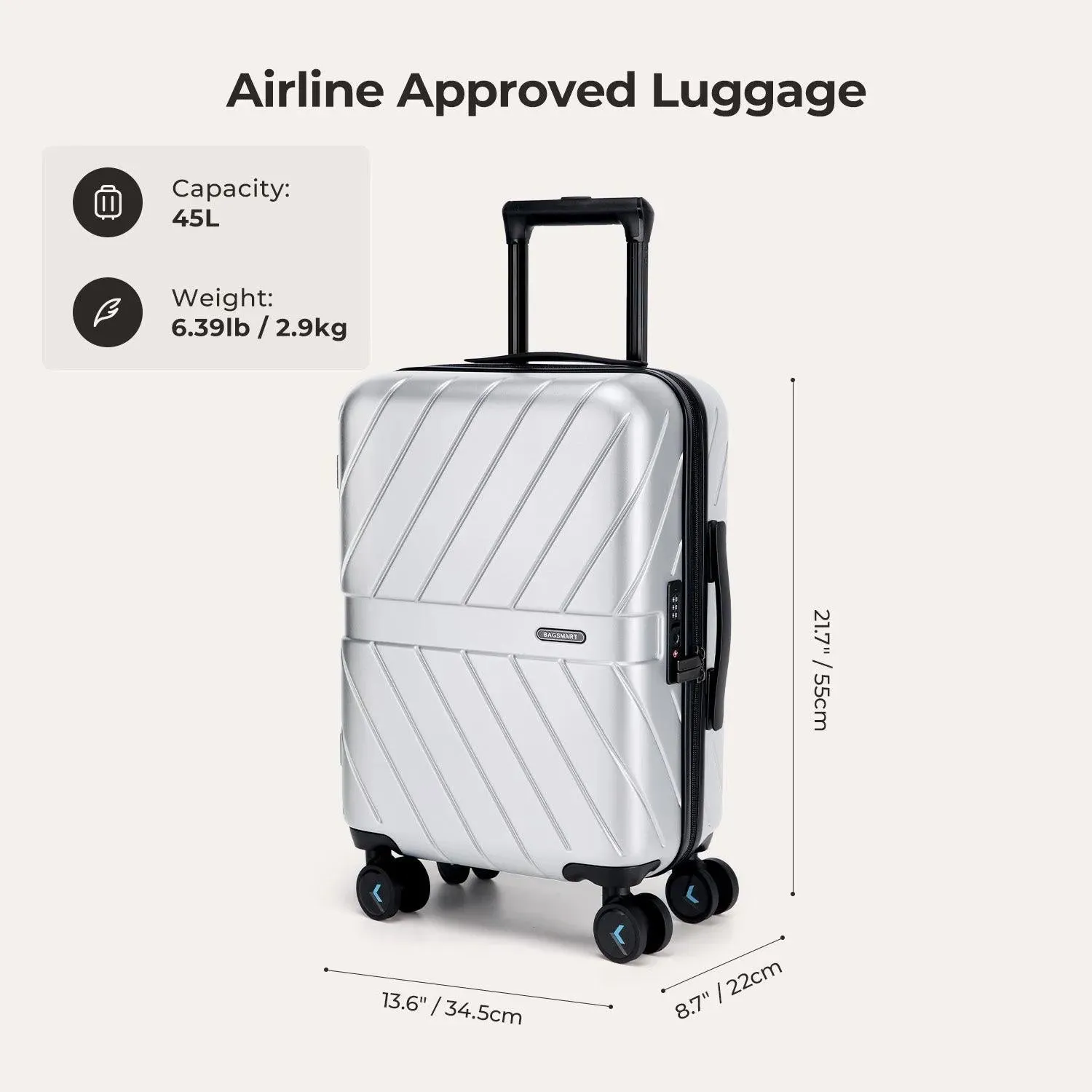Daren 16-20 Inch Lightweight Hardside Carry-On Suitcase