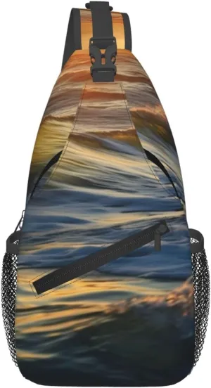 Dawn Ocean Waves Sling Backpack Cross Chest Bag Travel Crossbody Bags for Men Women Fashion Daypack