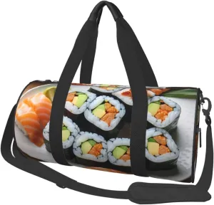 Delicious sushi Printed Travel Bag,Round Personal Item Storage bag,Foldie Duffel Bag for Traveling Vacation,Fitness,Sports