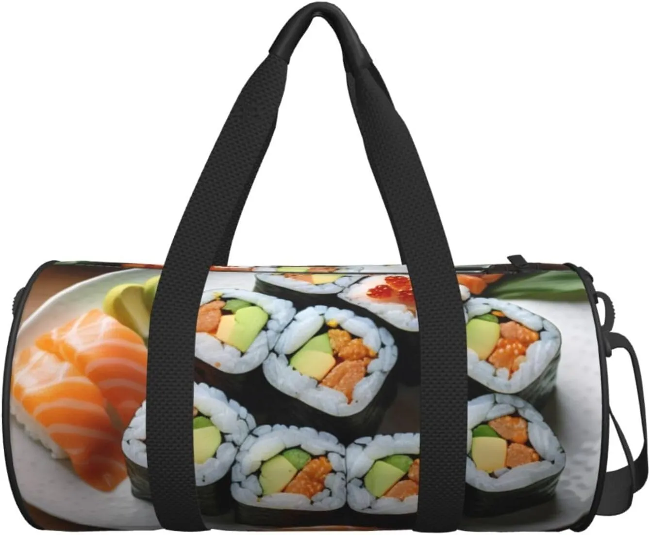 Delicious sushi Printed Travel Bag,Round Personal Item Storage bag,Foldie Duffel Bag for Traveling Vacation,Fitness,Sports