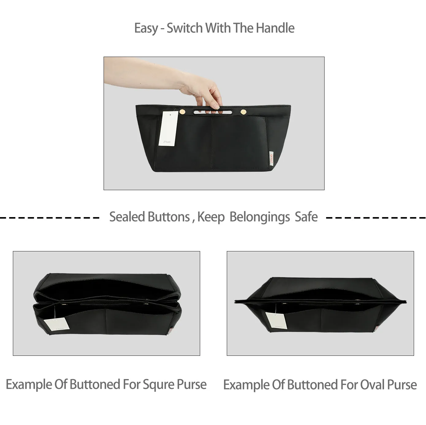 Design Purse Organizer Insert for Handbag & Tote Shaper, Tote Bag Organizer Insert for Speedy Neverfull - Available in 6 Sizes.