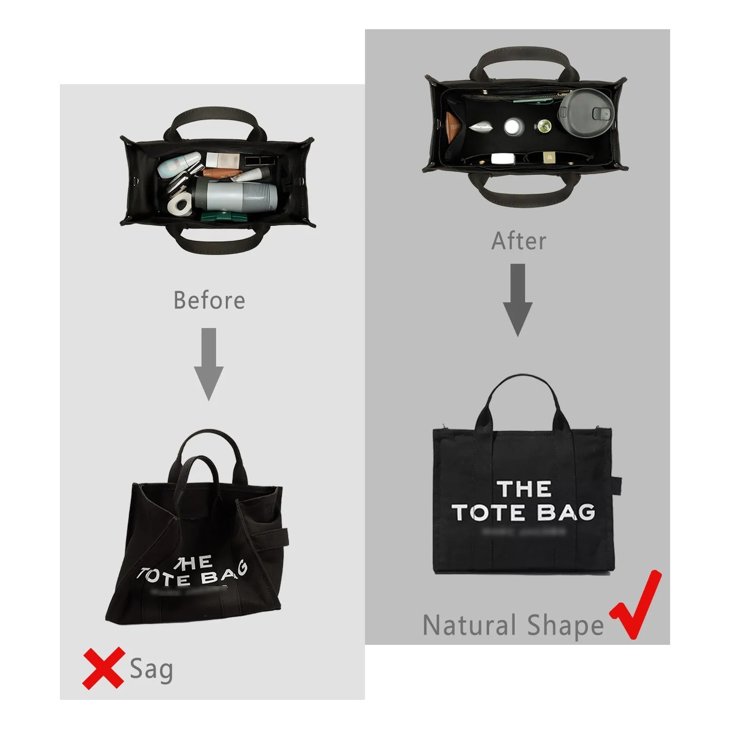 Design Purse Organizer Insert for Handbag & Tote Shaper, Tote Bag Organizer Insert for Speedy Neverfull - Available in 6 Sizes.