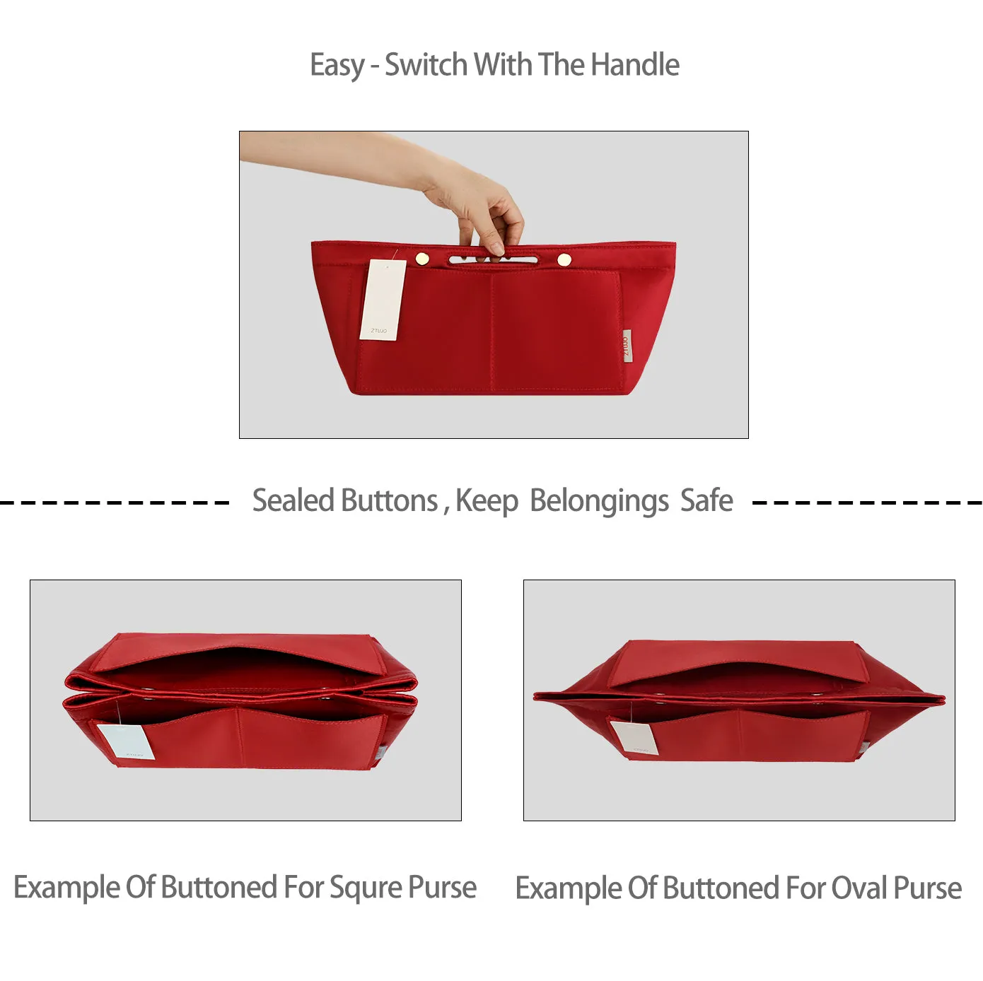 Design Purse Organizer Insert for Handbag & Tote Shaper, Tote Bag Organizer Insert for Speedy Neverfull - Available in 6 Sizes.