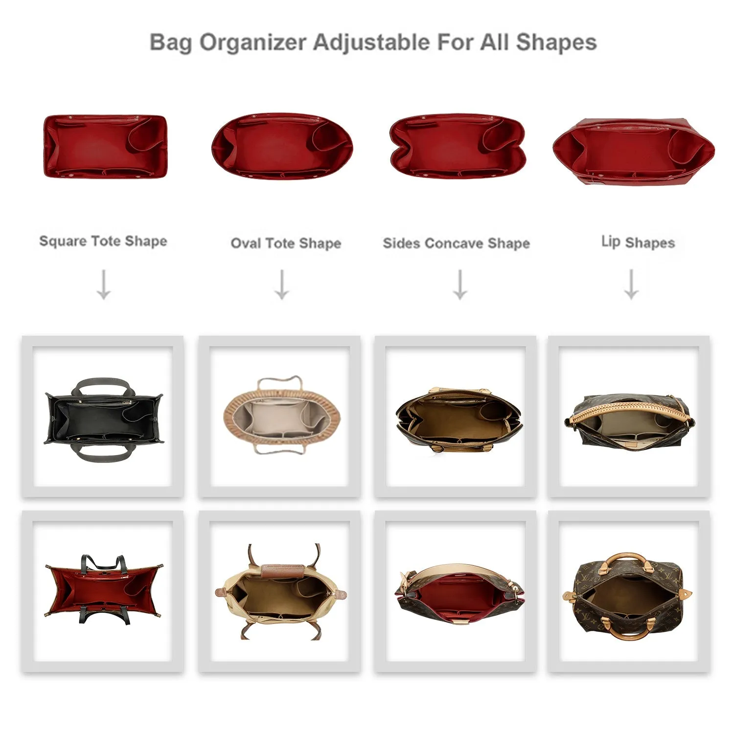 Design Purse Organizer Insert for Handbag & Tote Shaper, Tote Bag Organizer Insert for Speedy Neverfull - Available in 6 Sizes.