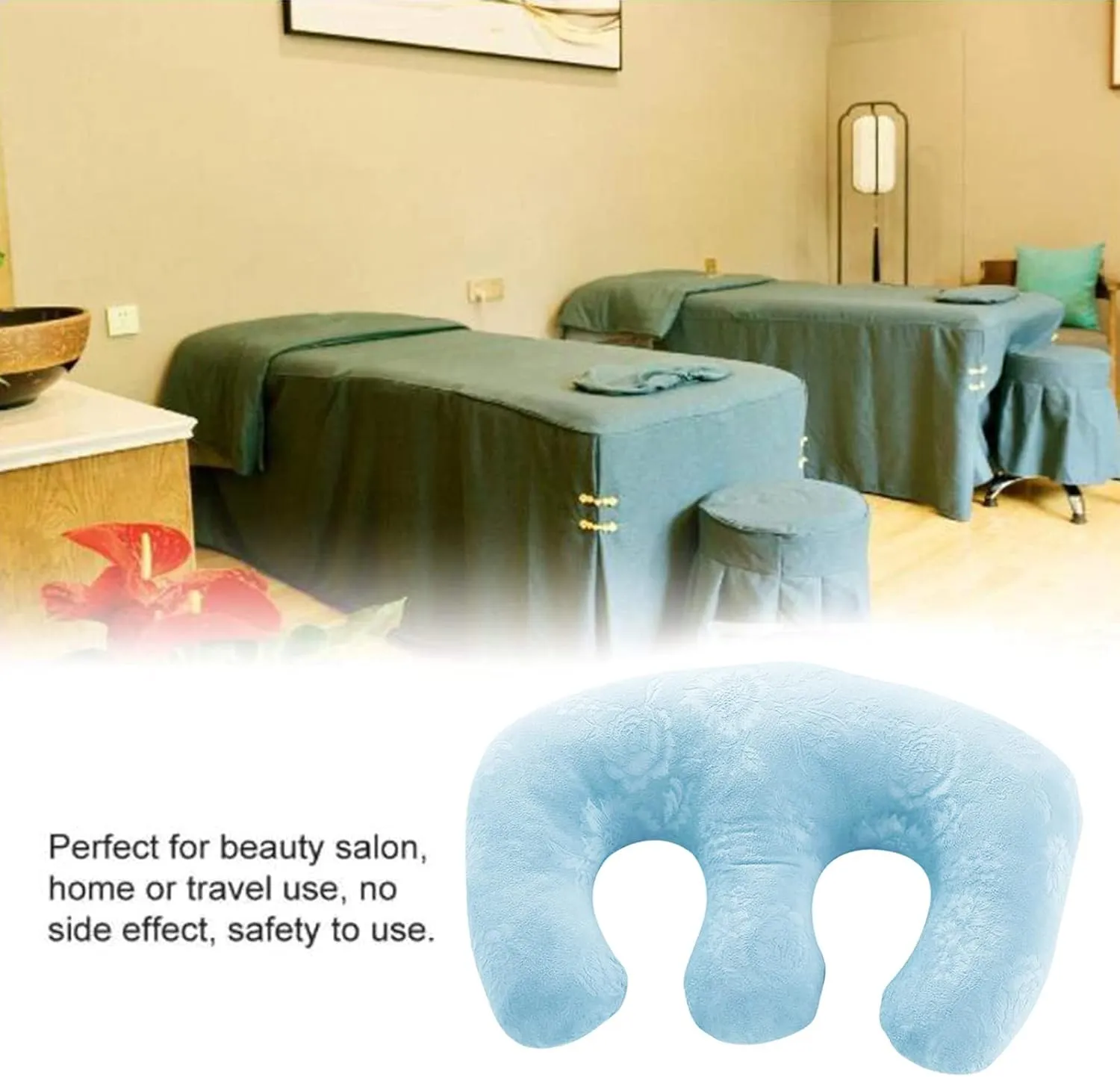 Detachable Chest Soft Pillow Support Pad Pillow Women Bolster for Spa Beauty Salon Massage Table (Blue)