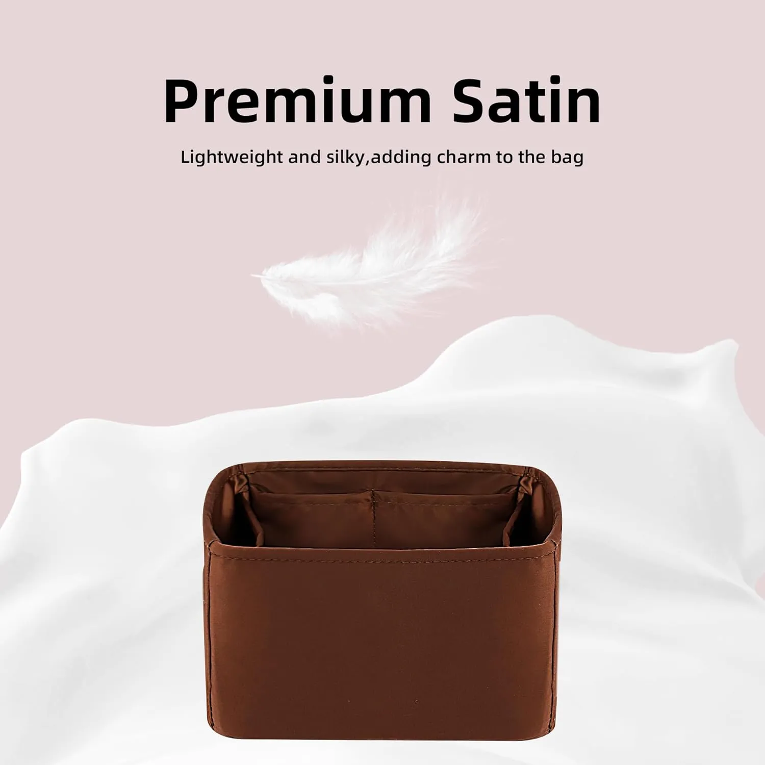 DGAZ Silk Purse Organizer Insert Fits LV Nano Noe bags，Silky Smooth Bag Organizer，Luxury Handbag & Tote Shaper(Gold,Noe BB)