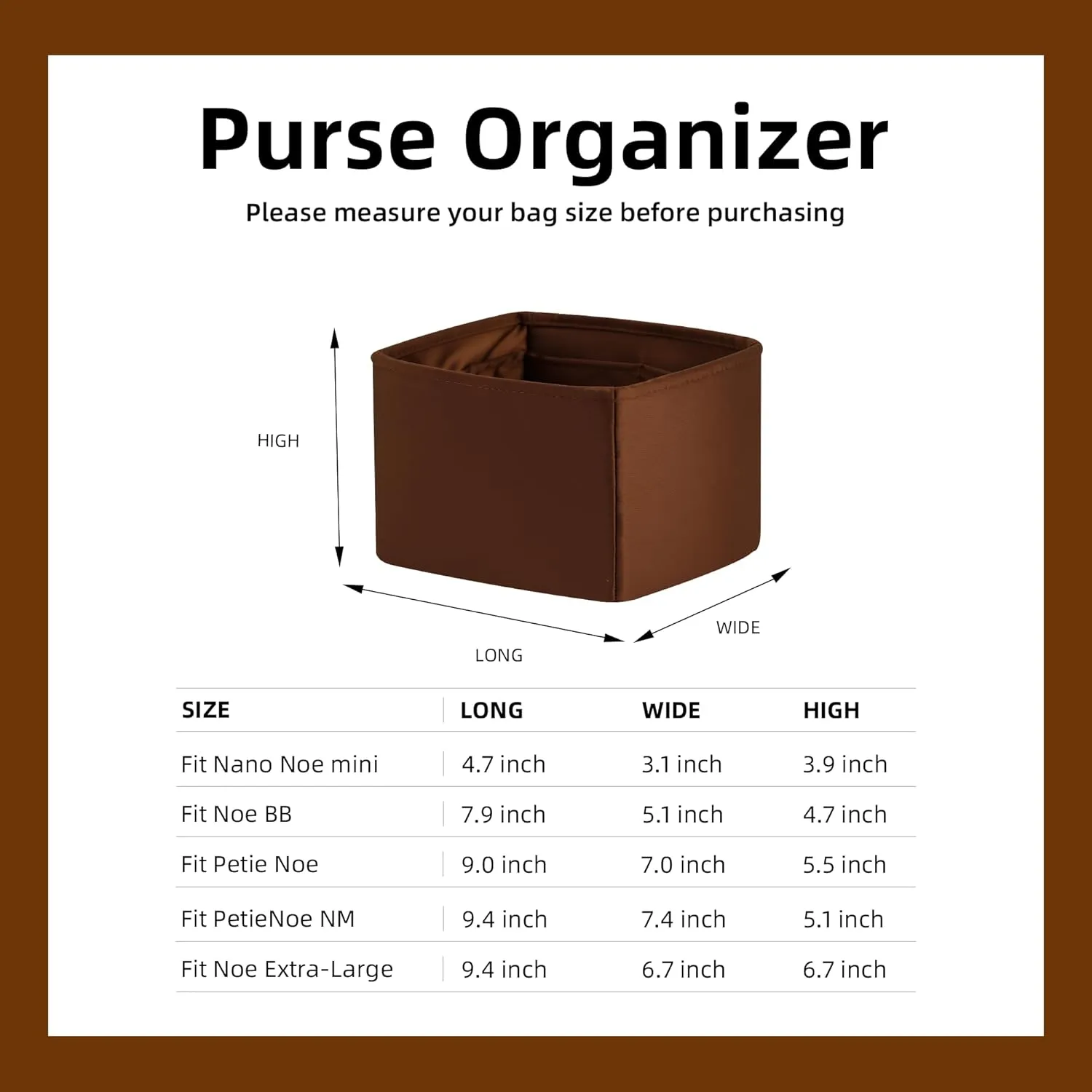 DGAZ Silk Purse Organizer Insert Fits LV Nano Noe bags，Silky Smooth Bag Organizer，Luxury Handbag & Tote Shaper(Gold,Noe BB)