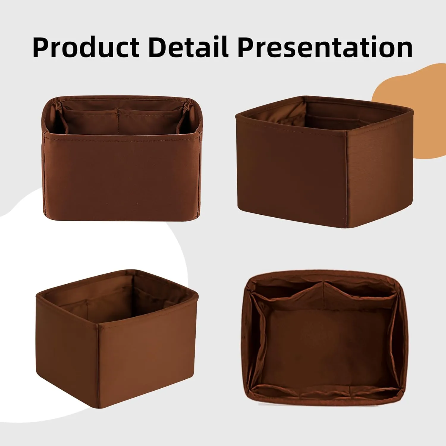 DGAZ Silk Purse Organizer Insert Fits LV Nano Noe bags，Silky Smooth Bag Organizer，Luxury Handbag & Tote Shaper(Gold,Noe BB)