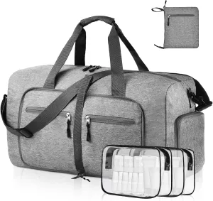 Dimayar 115L Travel Duffle Bag - Foldable Duffel Bag with Shoes Compartment - Overnight Bags Waterproof & Tear Resistant(Gray)