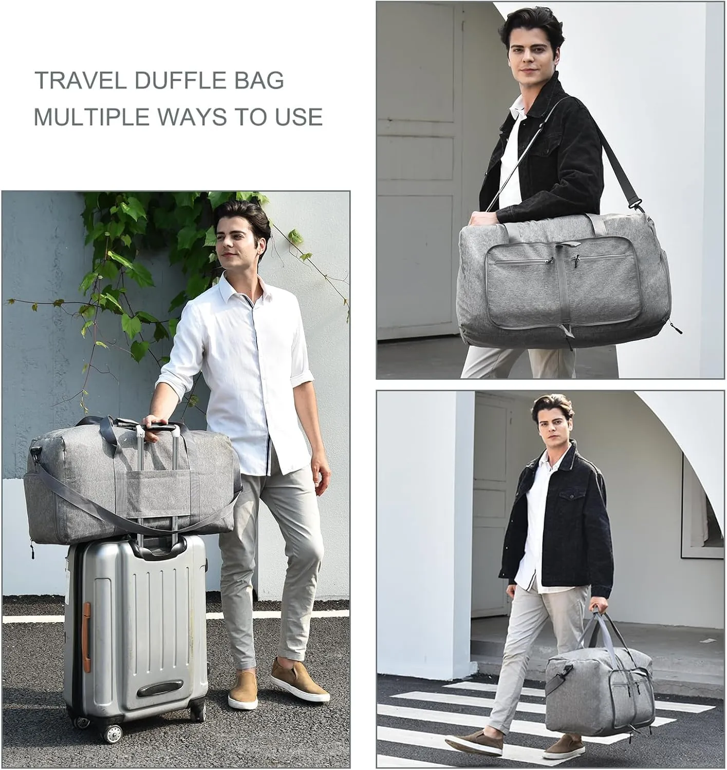 Dimayar 115L Travel Duffle Bag - Foldable Duffel Bag with Shoes Compartment - Overnight Bags Waterproof & Tear Resistant(Gray)