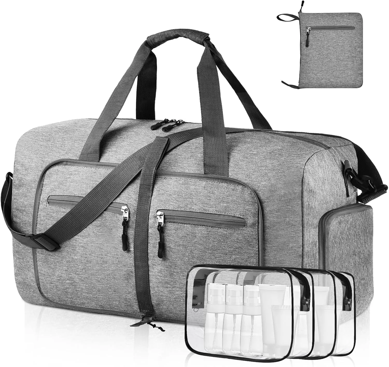 Dimayar 115L Travel Duffle Bag - Foldable Duffel Bag with Shoes Compartment - Overnight Bags Waterproof & Tear Resistant(Gray)