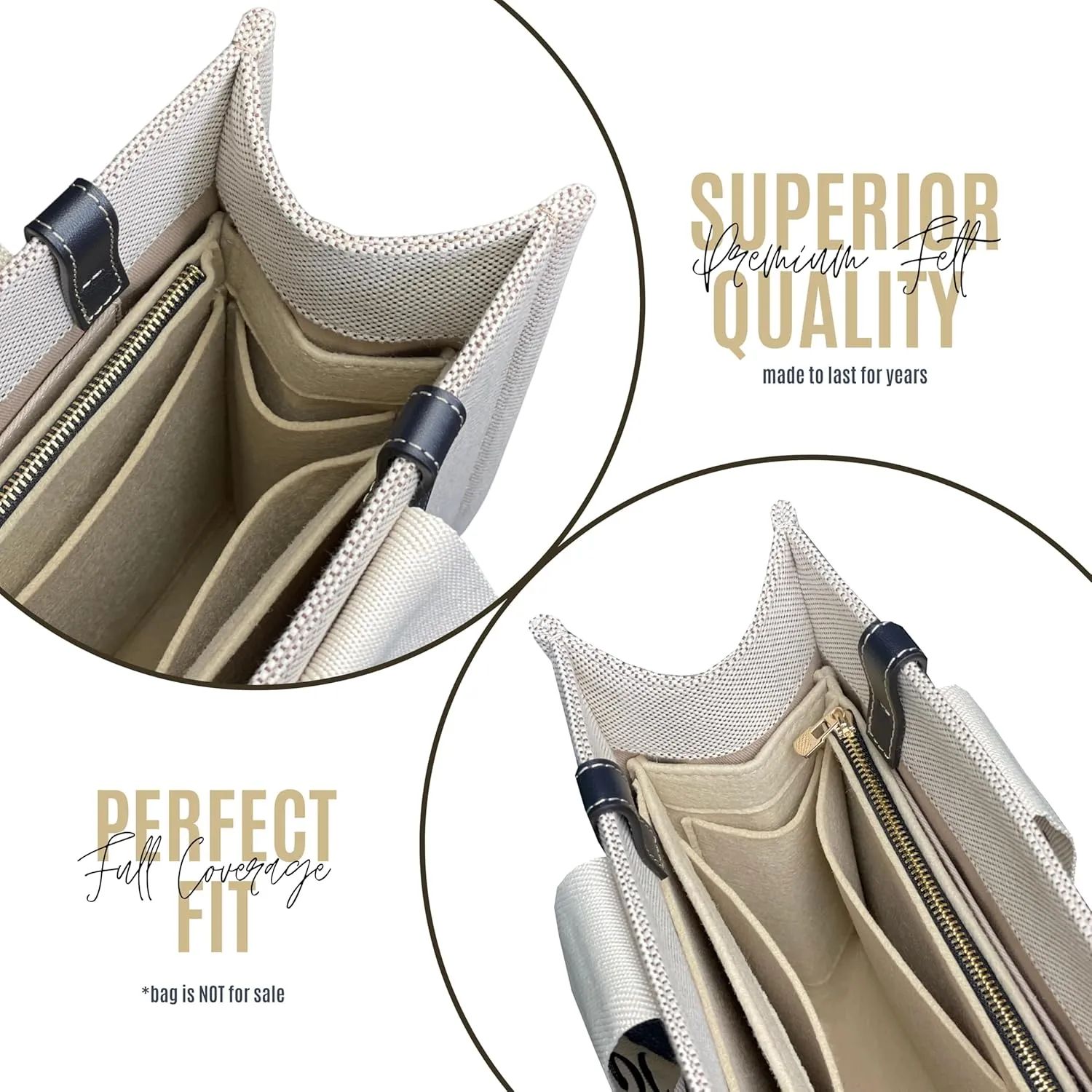 Divitize Premium Organizer compatible with Chloe Woody Tote Insert, Handmade Double Layered Felt Shaper for Medium Woody Tote Bag Organizer Insert, 2mm Thick (For Medium Woody, Beige)