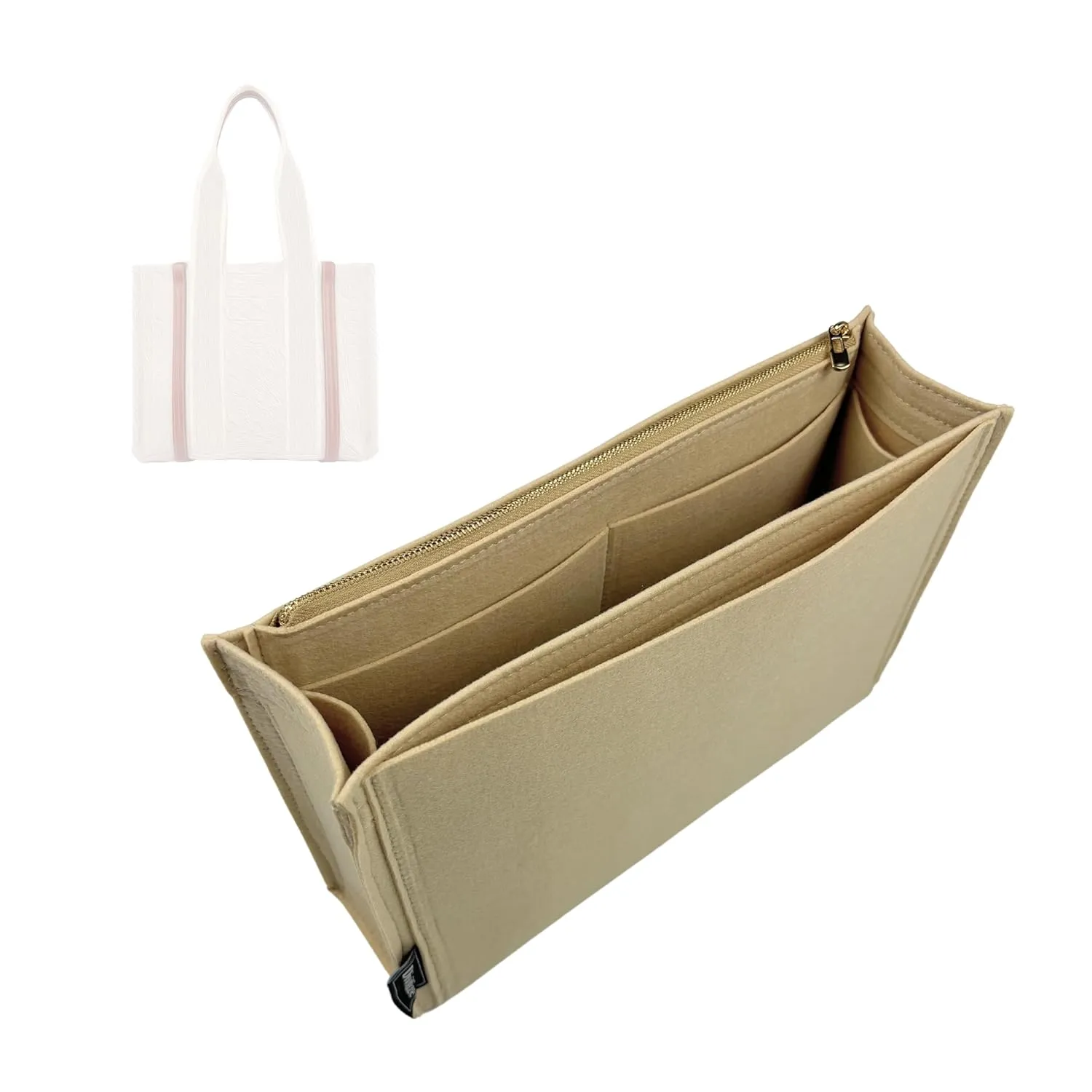 Divitize Premium Organizer compatible with Chloe Woody Tote Insert, Handmade Double Layered Felt Shaper for Medium Woody Tote Bag Organizer Insert, 2mm Thick (For Medium Woody, Beige)