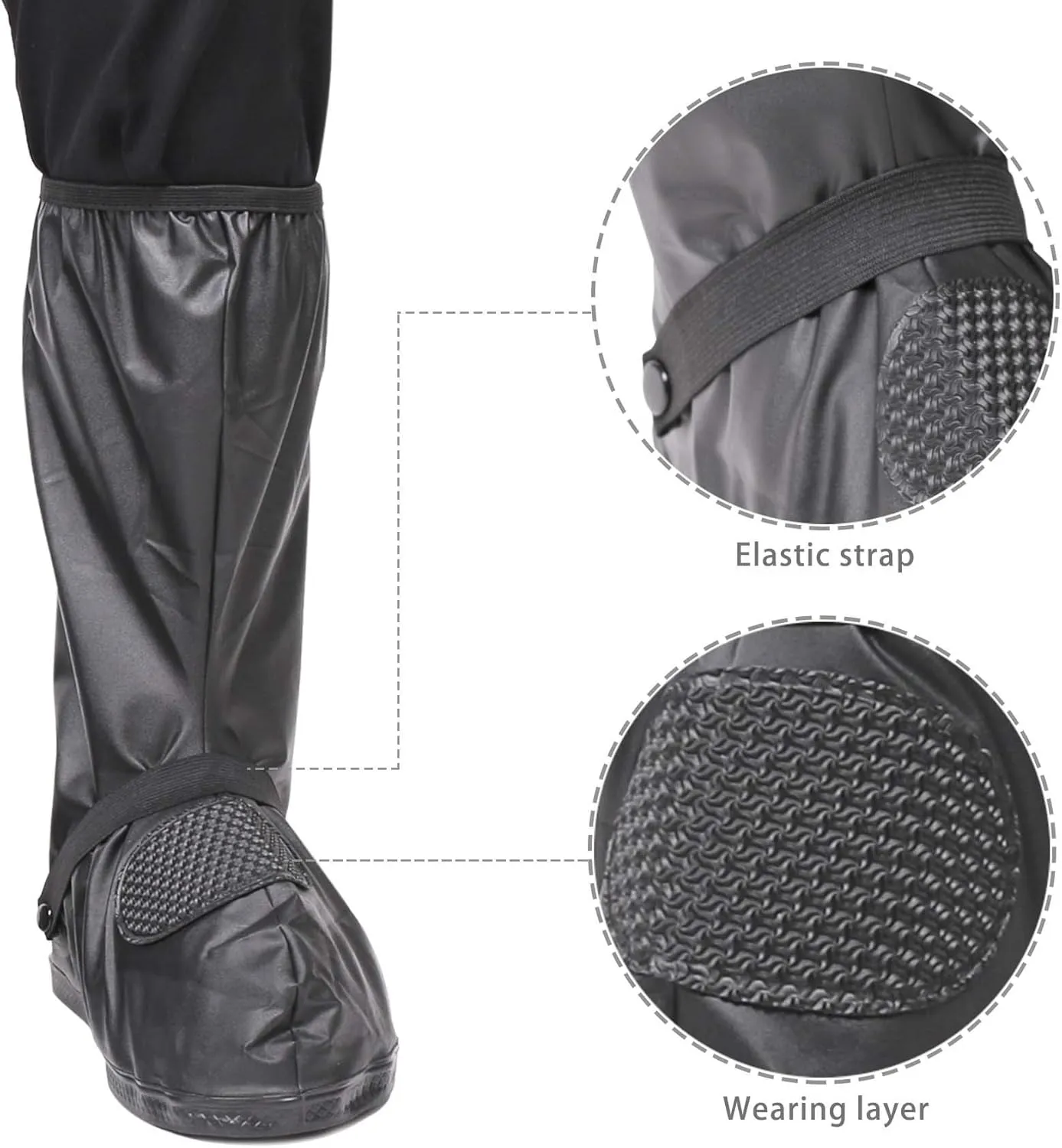 DJZSSXLW Rain Snow Waterproof Shoe Covers Motorcycle Boots Women Men Black (2XL)