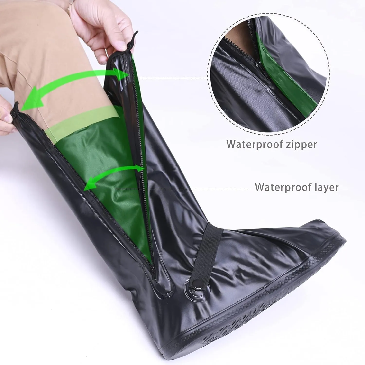 DJZSSXLW Rain Snow Waterproof Shoe Covers Motorcycle Boots Women Men Black (2XL)