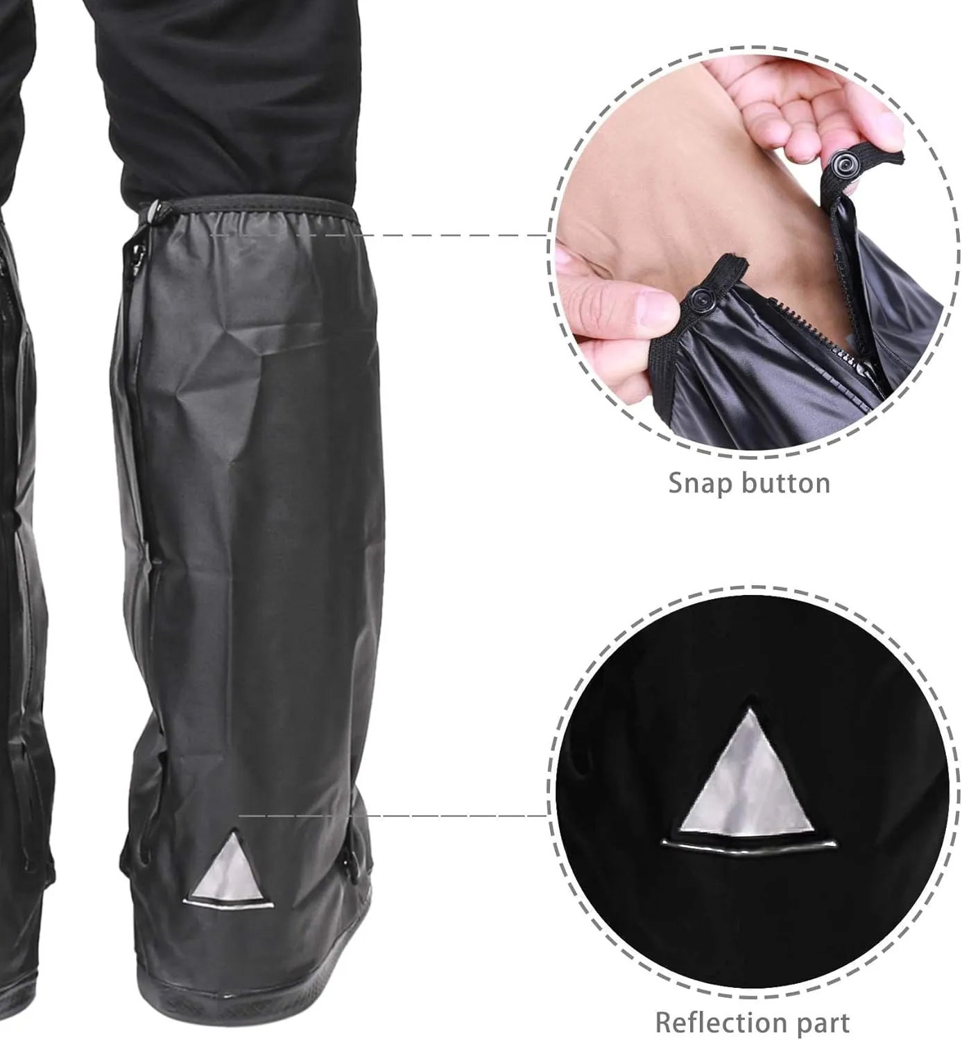 DJZSSXLW Rain Snow Waterproof Shoe Covers Motorcycle Boots Women Men Black (2XL)