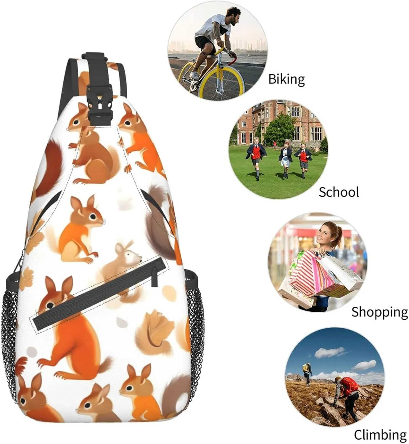 Dog Breed Unisex Crossbody Backpack Travel Hiking Casual Chest Bags Lightweight Fashion