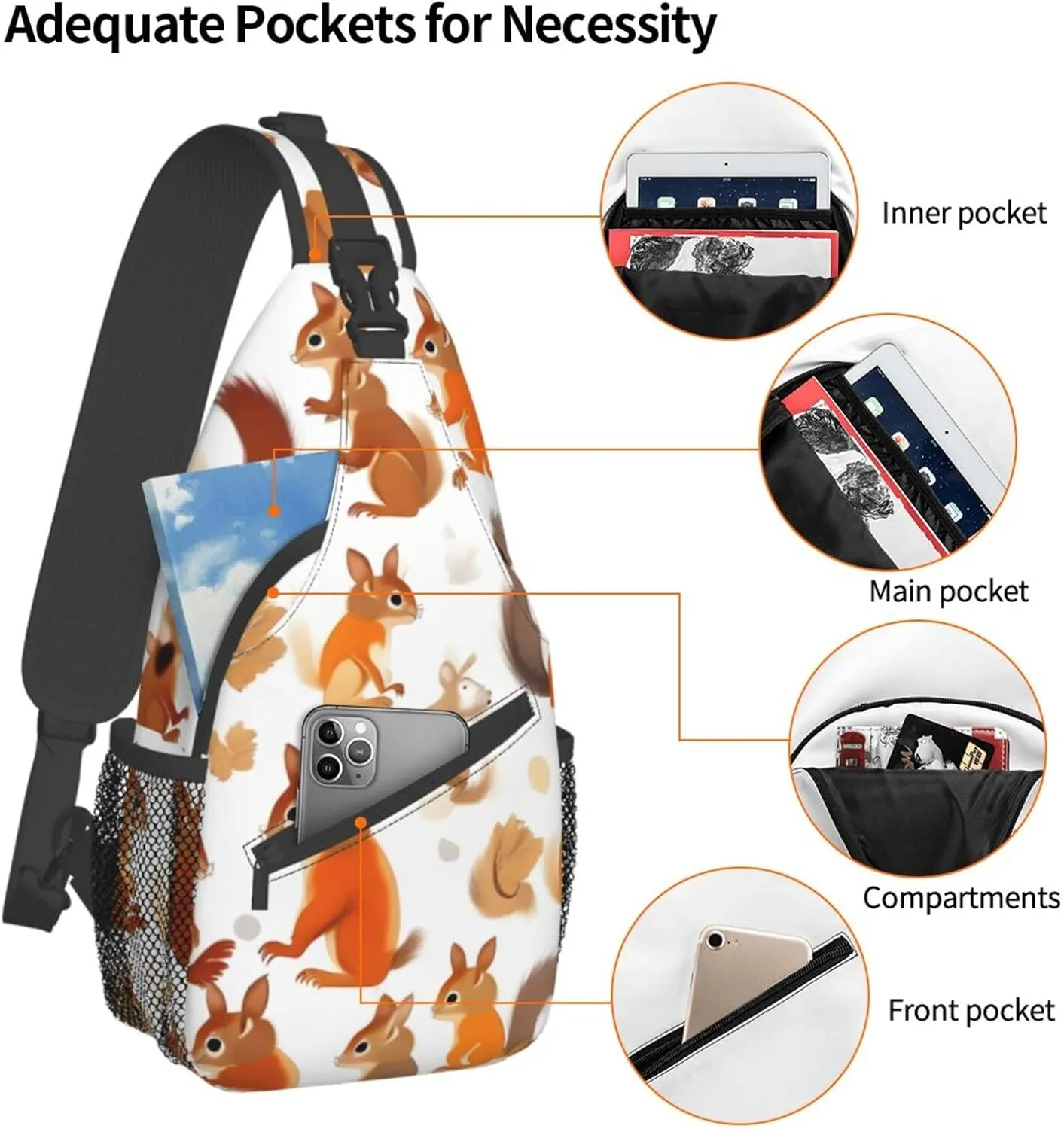 Dog Breed Unisex Crossbody Backpack Travel Hiking Casual Chest Bags Lightweight Fashion