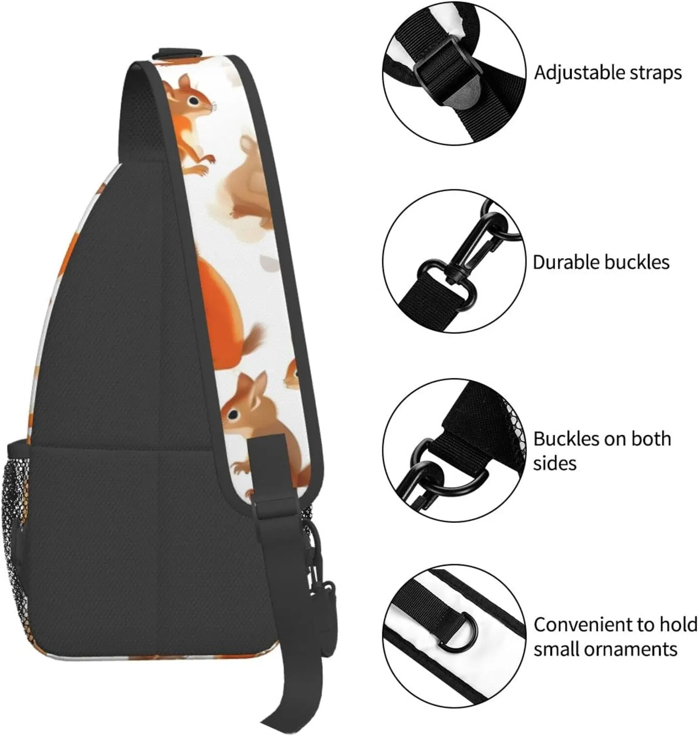 Dog Breed Unisex Crossbody Backpack Travel Hiking Casual Chest Bags Lightweight Fashion