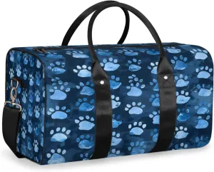 Dog Paws Puppy Cat Footprint Travel Duffle Bag, Sports Gym Bags for Women Men, Carry On Weekender Overnight Workout Airplane Trips Bag
