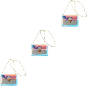 DOITOOL 3 Pcs Tote Bag Canvas Tote Bag Crossbody Sling Bag Small Purse Body Handbag Travel Cosmetic Bag PVC Material Waterproof Wear Resistant, Silver, 18X13X5cm