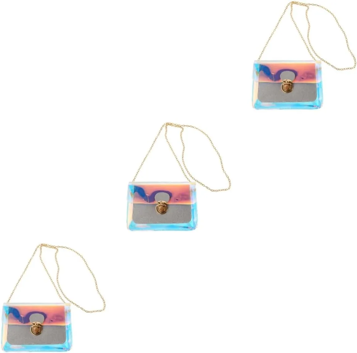 DOITOOL 3 Pcs Tote Bag Canvas Tote Bag Crossbody Sling Bag Small Purse Body Handbag Travel Cosmetic Bag PVC Material Waterproof Wear Resistant, Silver, 18X13X5cm