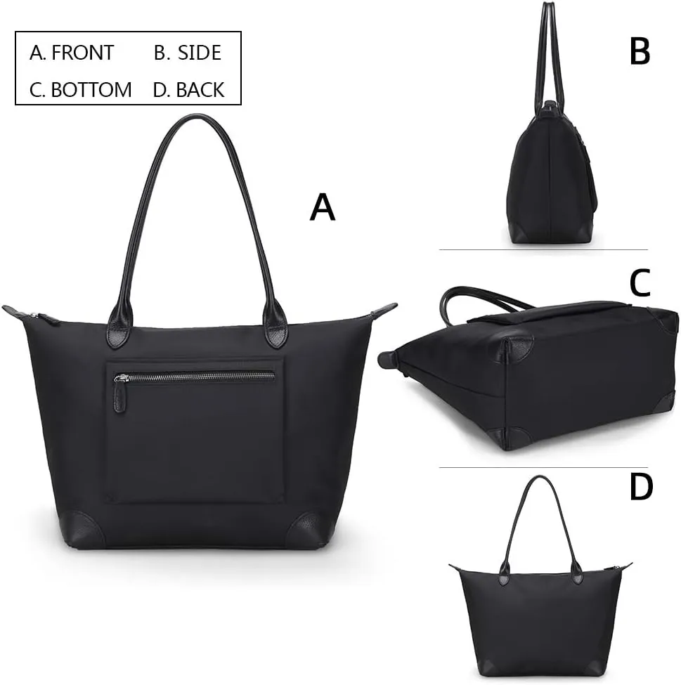 DORIS&JACKY Tote Bag For Women Large Lightweight Designer Leather Nylon Work Shoulder Bag And Foldable Travel Purse