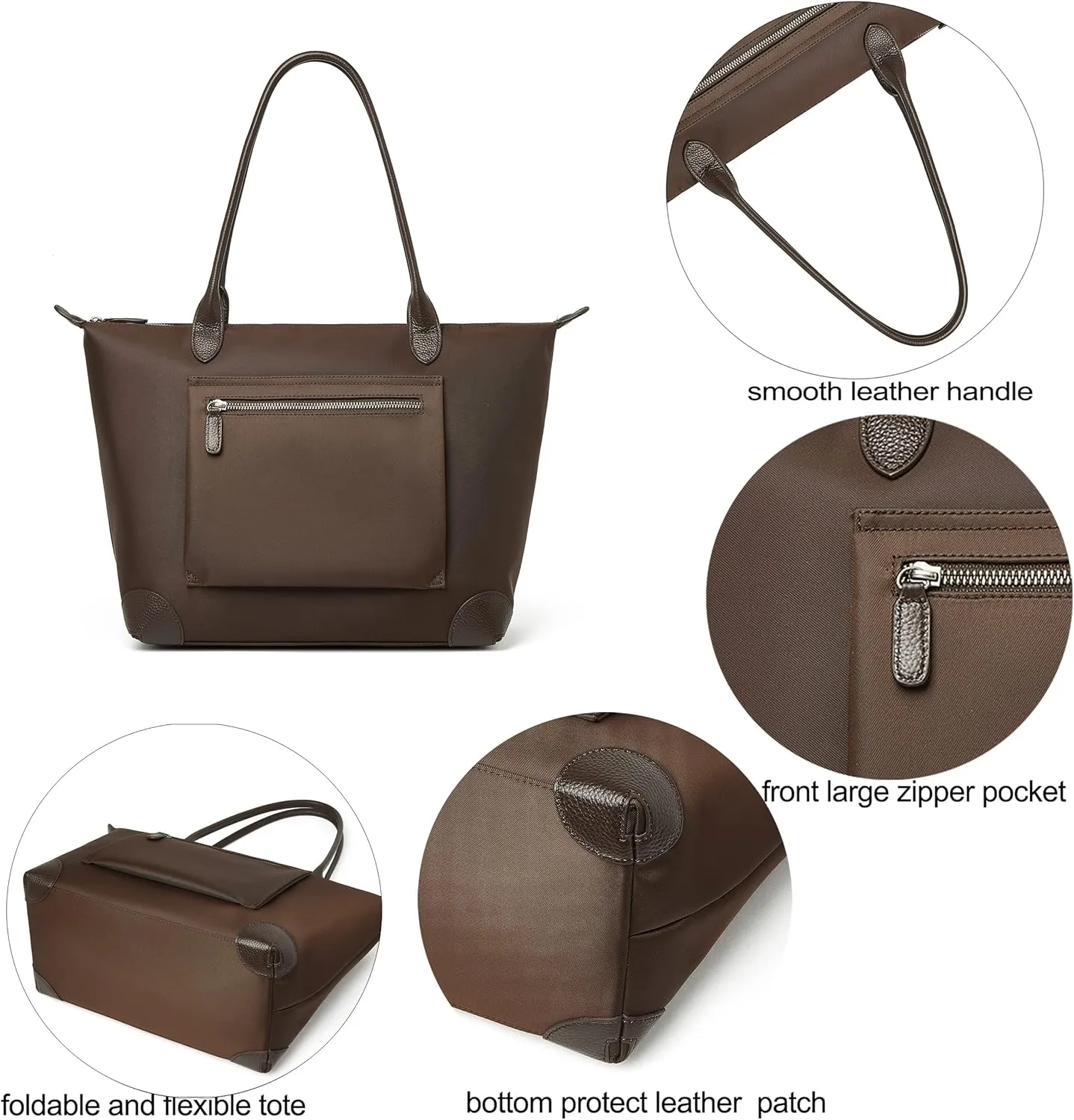 DORIS&JACKY Tote Bag For Women Large Lightweight Designer Leather Nylon Work Shoulder Bag And Foldable Travel Purse