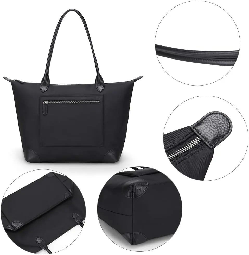 DORIS&JACKY Tote Bag For Women Large Lightweight Designer Leather Nylon Work Shoulder Bag And Foldable Travel Purse