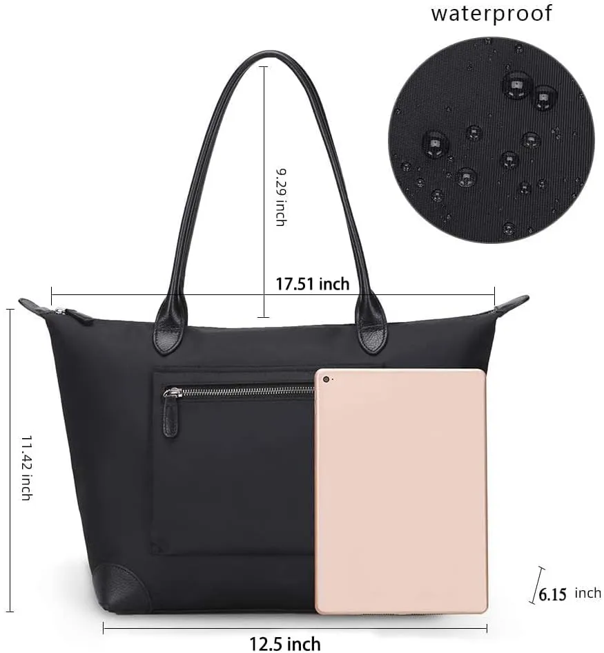DORIS&JACKY Tote Bag For Women Large Lightweight Designer Leather Nylon Work Shoulder Bag And Foldable Travel Purse