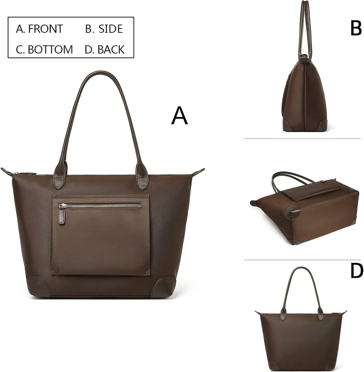 DORIS&JACKY Tote Bag For Women Large Lightweight Designer Leather Nylon Work Shoulder Bag And Foldable Travel Purse