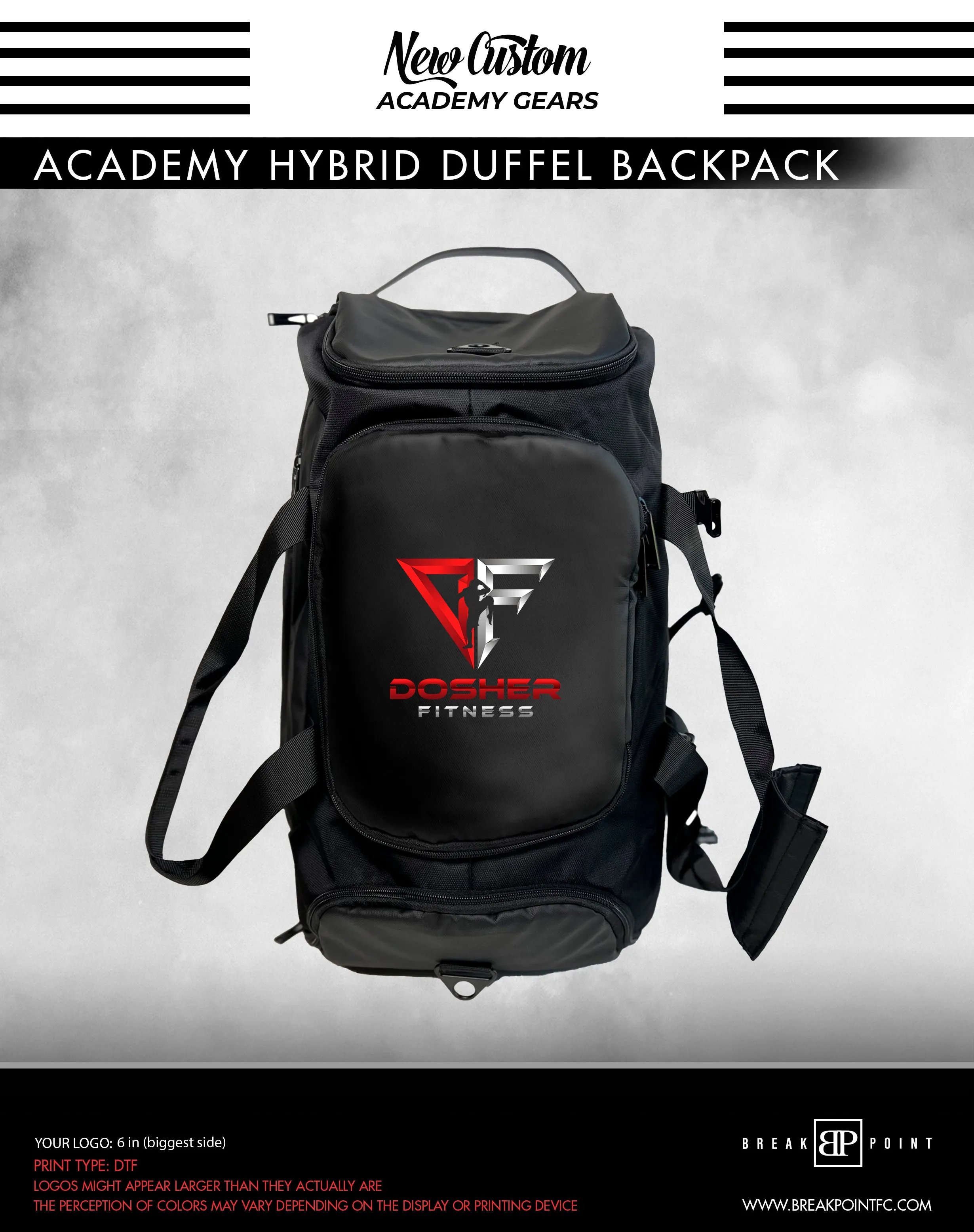 Dosher Fitness Academy Hybrid Duffel Backpack #613