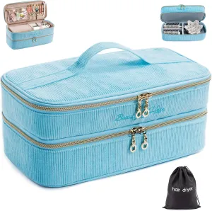 Double-layer Hair Tools Travel Case with Black Hair Dryer Bag with Detachable Divider compatible with Shark FlexStyle/SmoothStyle - Flat Curling Iron Travel Organizer