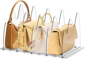 DoubleCare Purse Organizers for Closet, Acrylic Purse Organizer with 4 Anti-slip Pads, Clear Hand Bag Organizers Suitable for Bedroom Clothing Storage, Bookshelf, Kitchen, Office, 5LAYER