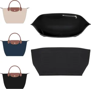 Doxo Longchamp Small Organizer Insert, Felt Bag Organizer with Cup Holderp,Suitable for Le pliage S Handbag and More(Black,S)