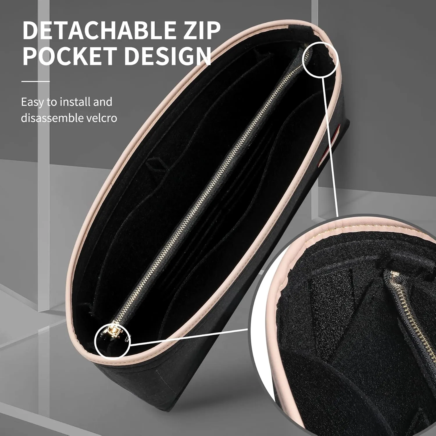 Doxo Purse Organizer Insert & Base Shaper, Felt Handbag & Tote Bag Fit LV Graceful(Black,SM)