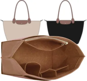 Doxo Purse Organizer Insert Bag Compatible with Longchamp Le Pliage Large Tote Handbags (L,Gold Brown)