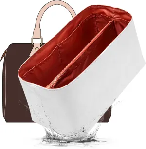 Doxo Upgraded Purse Organizer Insert Compatible with Speedy 25, Le-Pliage Shoulder Medium, Artois/Anjou PM and More, Lightweight DupontPaper Bag Insert with Zip,11 Pockets(Red,M)