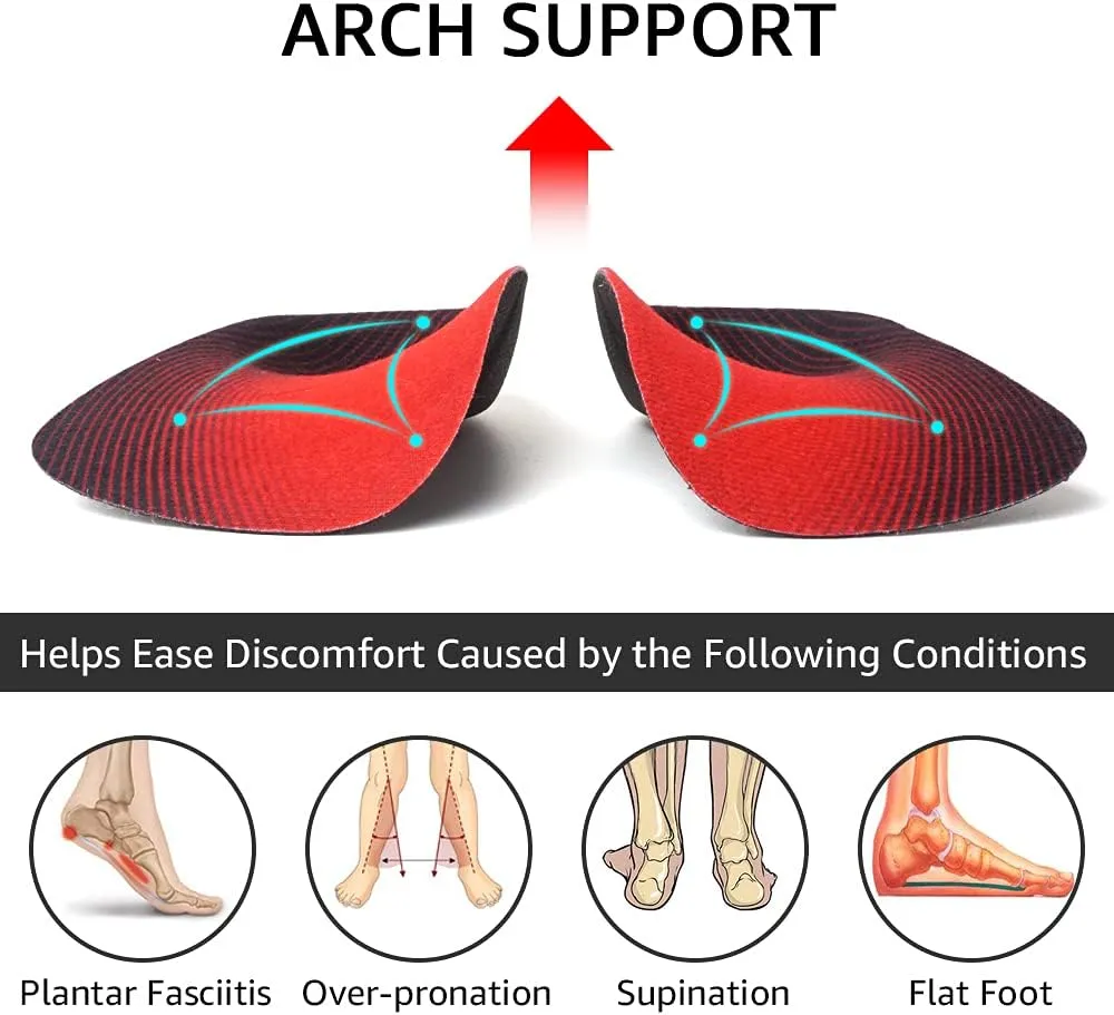 Dr. Foot's 3/4 Length Orthotic Insoles, High Arch Support Inserts for Flat Feet Plantar Fasciitis Over-Pronation and Foot Pain (Medium (Men's 6.5-8.5 / Women's 7.5-9.5))