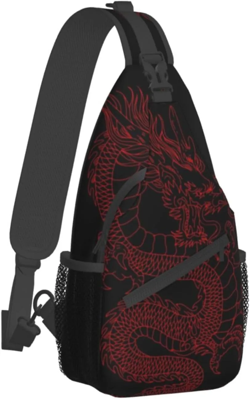 Dragon Pattern Sling Backpack Crossbody Sling Bag for Women Men Multipurpose Travel Hiking Chest Bag Daypack