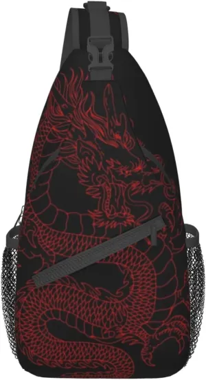 Dragon Pattern Sling Backpack Crossbody Sling Bag for Women Men Multipurpose Travel Hiking Chest Bag Daypack
