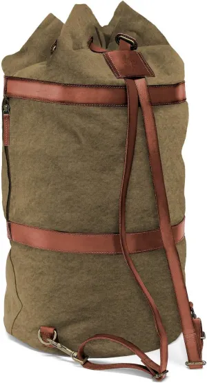 DRAKENSBERG Sailor Bag 'Robin' - large duffle backpack, XL travel bag in vintage navy design for travel and sports, sustainable handmade, 60 L, canvas, leather, olive-green, DR00125