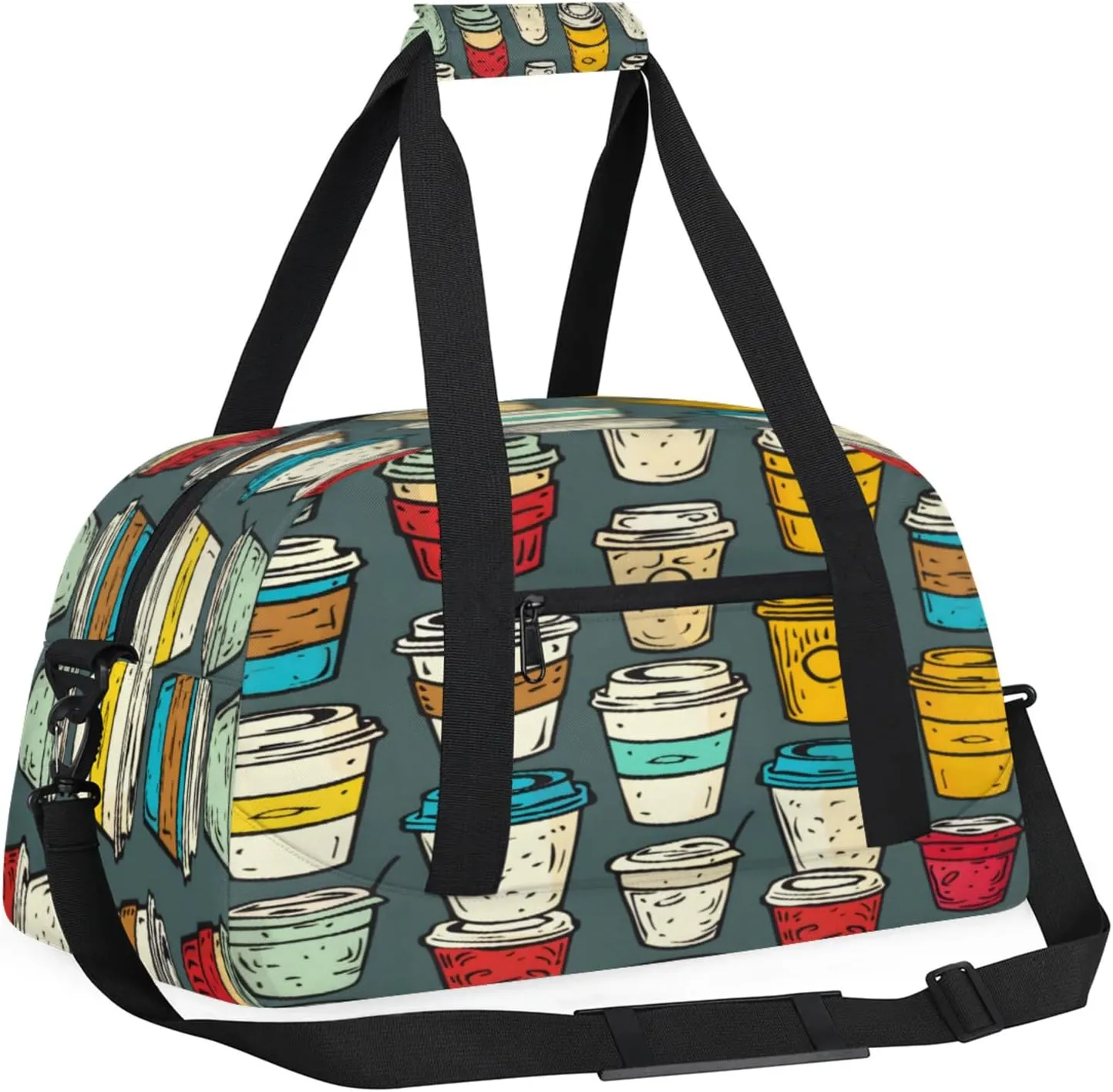 Drink Small Gym Bag for Women Men, Beverages Cups Travel Duffle Bag Workout Dance Tote Bag Carry On Overnight Weekender Bag